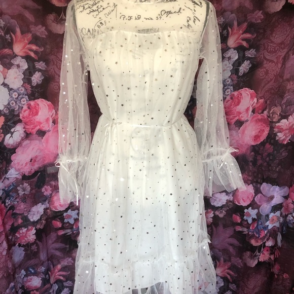 Dress fairy white mesh sequin princess star moon - Picture 8 of 11